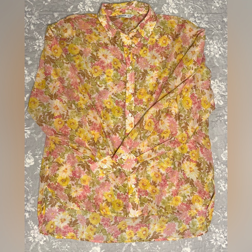 Stradivarius Floral Button Down Top